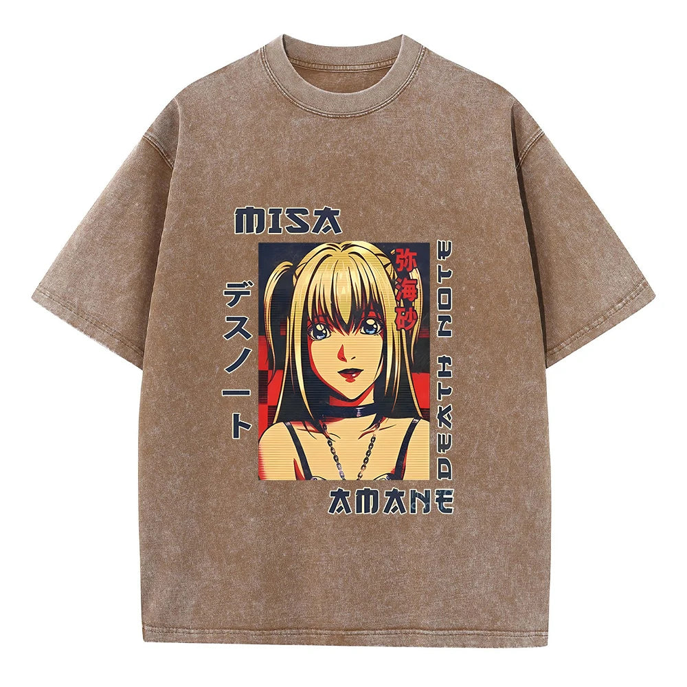 Men's Hip Hop Streetwear Vintage Washed Anime Graphic T-Shirt — Harajuku Cotton Casual Loose Tee