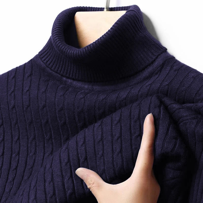 Men's Ribbed Turtleneck Knit Sweater — Warm Fitted Pullover | 10 Colors S–XXXL