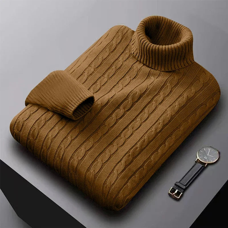 Men's Argyle Turtleneck Sweater | Warm Knit Pullover for Autumn & Winter