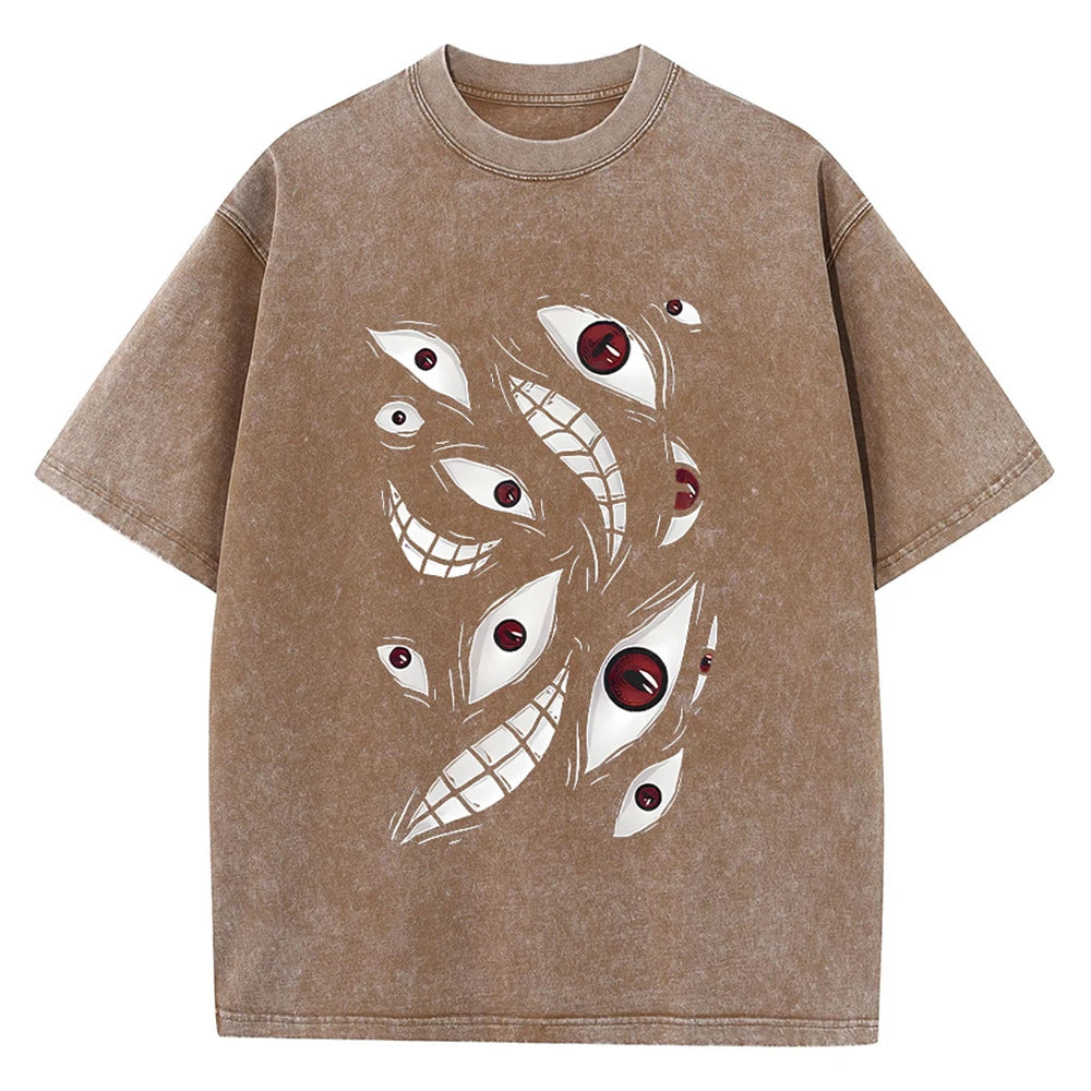 Men's Hip Hop Streetwear Vintage Washed Anime Graphic T-Shirt — Harajuku Cotton Casual Loose Tee