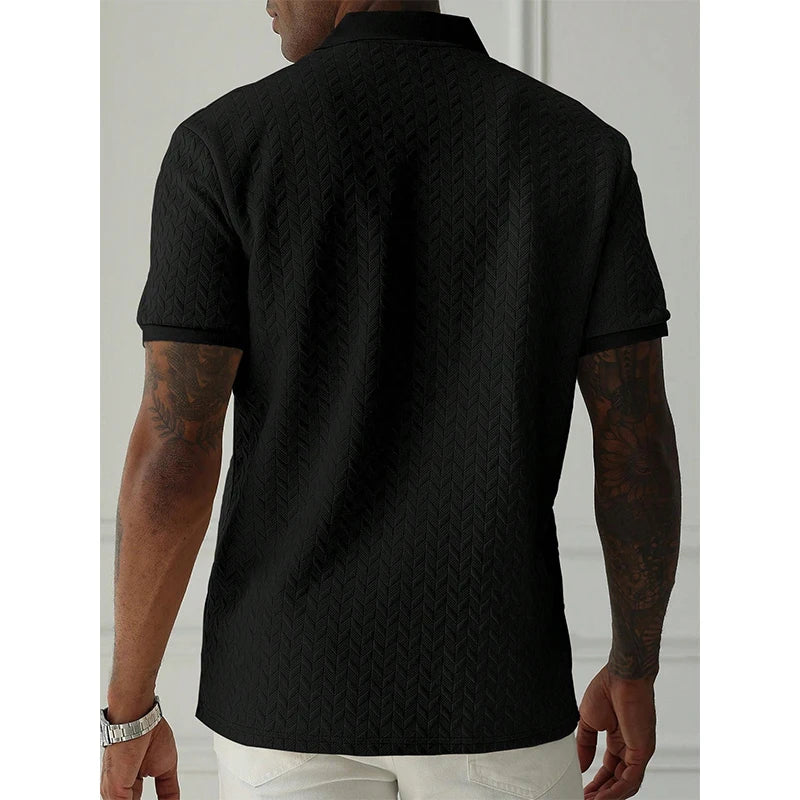 Men's Solid Color Polo Shirt — Breathable Short Sleeve Casual Streetwear Top