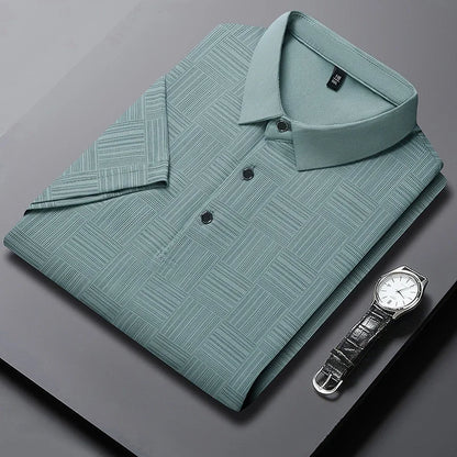 Men's Printed Business Casual Polo Shirt — Anti-Wrinkle Breathable Short Sleeve Summer Top