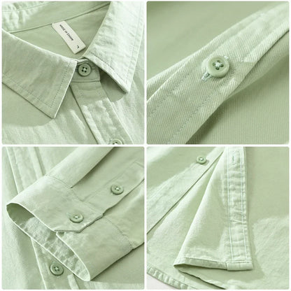 Men's Japanese Style Long Sleeve Shirt — Premium Cotton Casual Fit