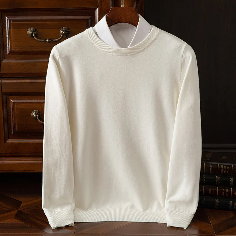 Men's Wool-Blend O-Neck Pullover Sweater — Versatile All-Season Knitwear