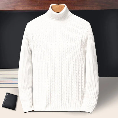 Men's Turtleneck Striped Knit Pullover — Warm Streetwear Sweater | 6 Colors Asian S–XXXL