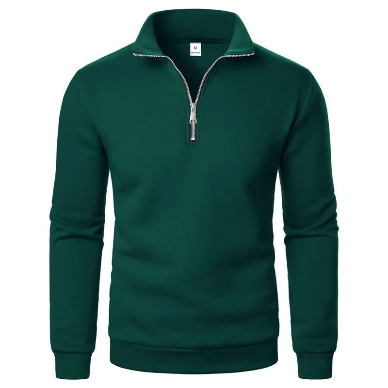 Men's Half-Zip Stand Collar Sweatshirt — Slim Fit Casual Pullover | 9 Colors S–XXXL