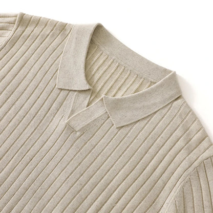 Men's Knitted Half-Sleeve Polo Shirt — Breathable Casual Lapel Top for Spring & Summer