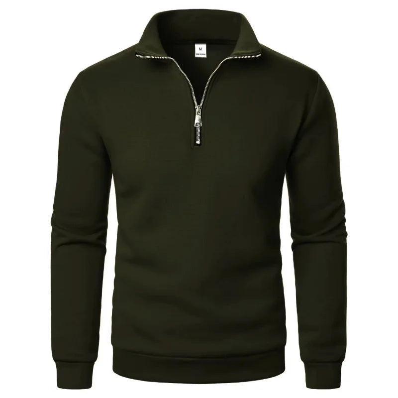 Men's Half-Zip Stand Collar Sweatshirt — Slim Fit Casual Pullover | 9 Colors S–XXXL