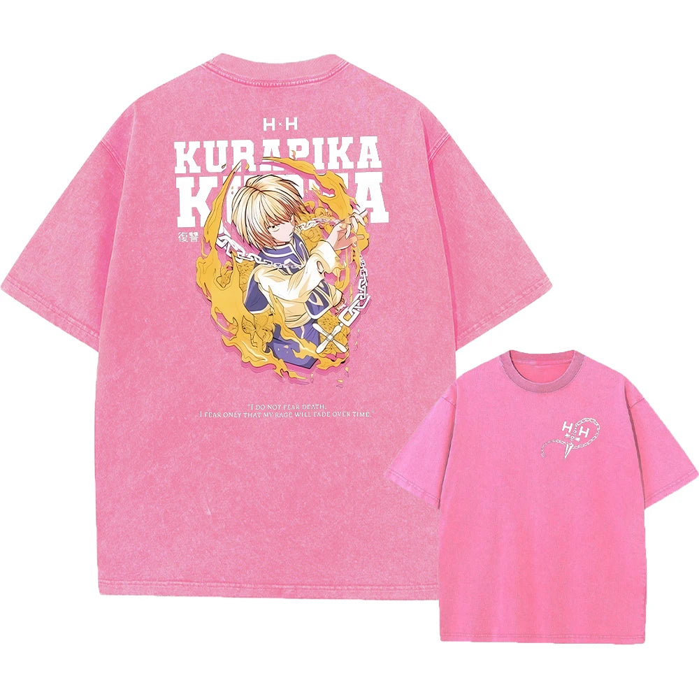 Men's Anime Graphic T-Shirt — Hunter x Hunter Washed Print Vintage Cotton Streetwear Tee