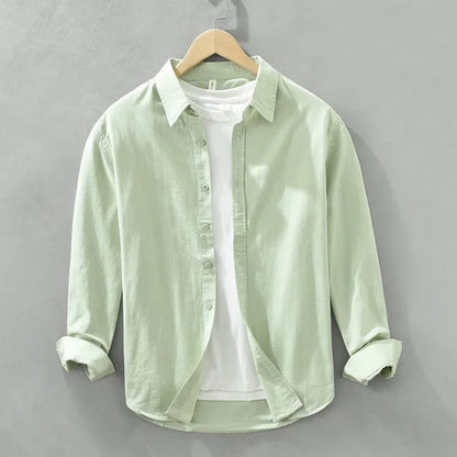 Men's Japanese Style Long Sleeve Shirt — Premium Cotton Casual Fit