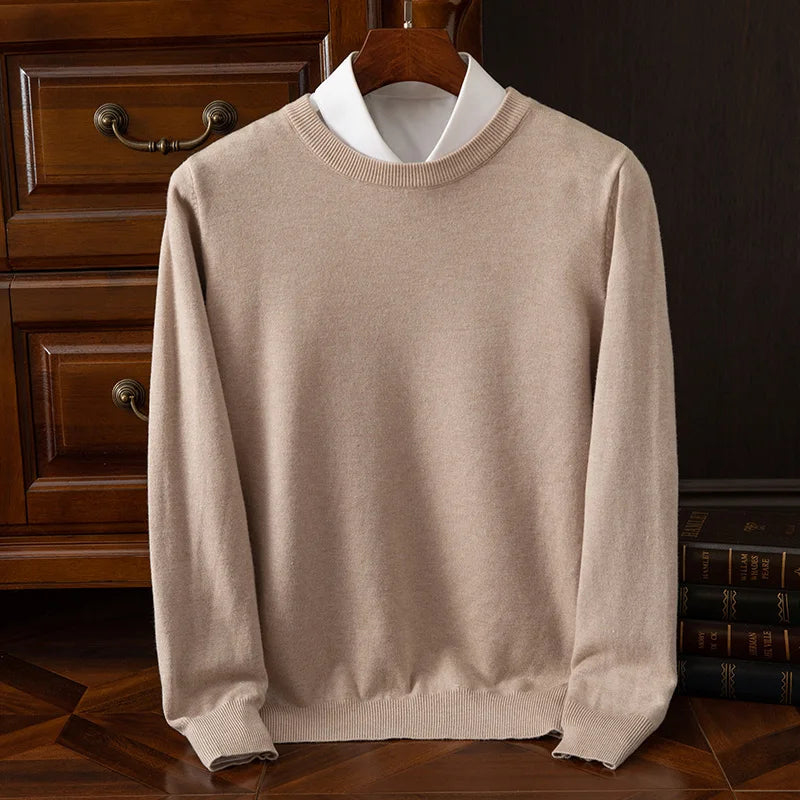 Men's Wool-Blend O-Neck Pullover Sweater — Versatile All-Season Knitwear