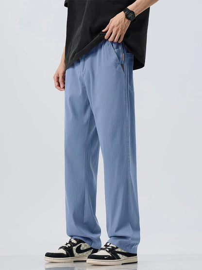 Men's Lyocell Ice Silk Casual Trousers — Loose Straight Cool Breathable Summer Pants Korean Fashion