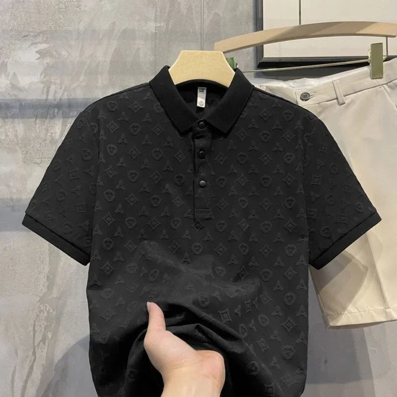 Men's Ice Silk Polo Shirt — Slim Fit Breathable Short Sleeve Business Casual Tee
