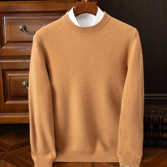 Men's Wool Knit O-Neck Pullover Sweater — Loose Oversized Korean Casual Top | Autumn Winter