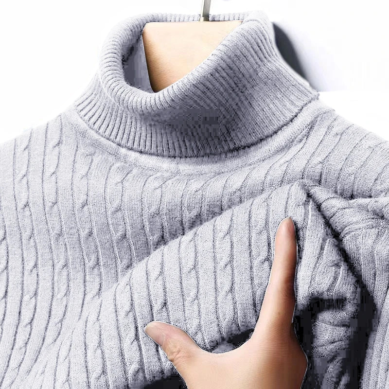 Men's Ribbed Turtleneck Knit Sweater — Warm Fitted Pullover | 10 Colors S–XXXL