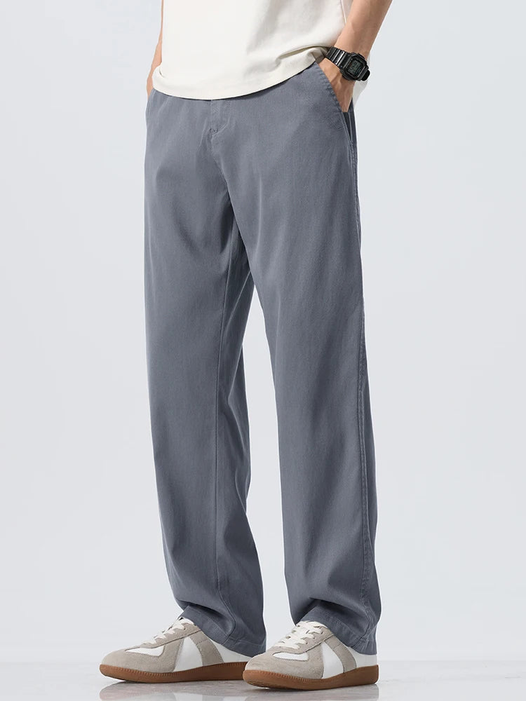 Men's Lyocell Ice Silk Casual Trousers — Loose Straight Cool Breathable Summer Pants Korean Fashion