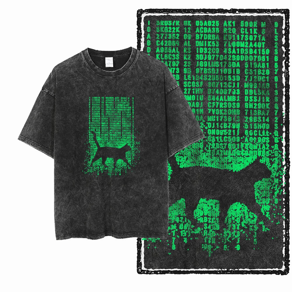 Men's Graphic Print Cotton T-Shirt — Acid Washed Vintage Streetwear Tee