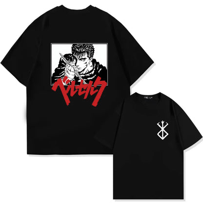 Men's Berserk Anime T-Shirt — Guts Graphic Tee 90s Dark Fantasy Manga Streetwear
