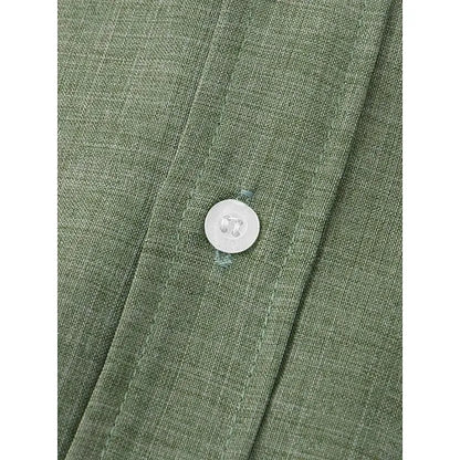 Men's Bamboo Linen Short Sleeve Shirt — Breathable Turn-Down Collar Casual Summer Top