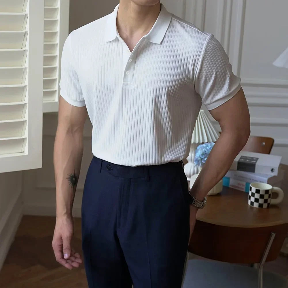 Men's Slim Fit Stretch Polo Shirt — Short Sleeve Casual Sportswear | 6 Colors S–XXXL