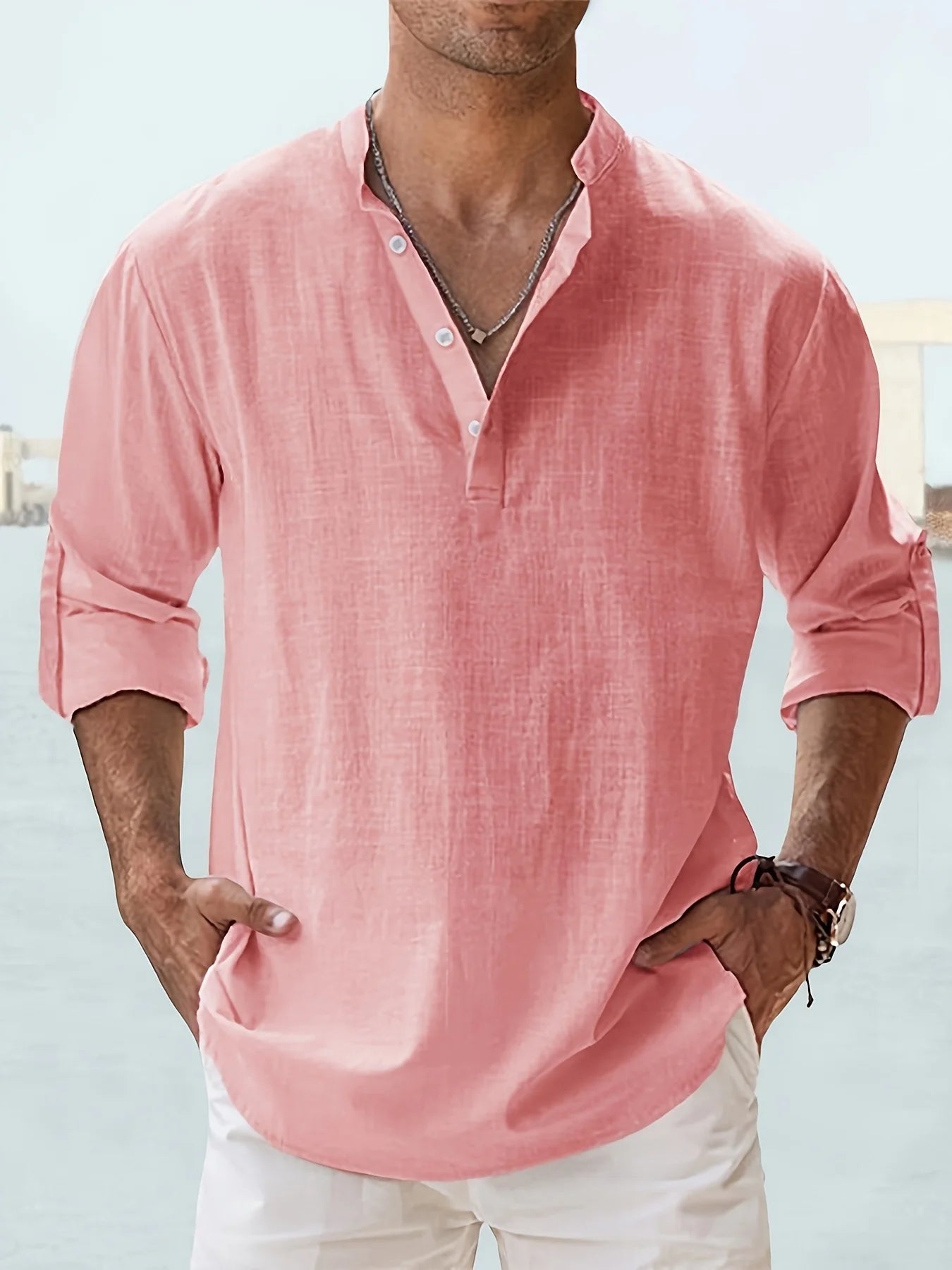 Men's Cotton Linen Solid Color Casual Shirt — Breathable Half Sleeve Loose Fit | 13 Colors S–XXXL