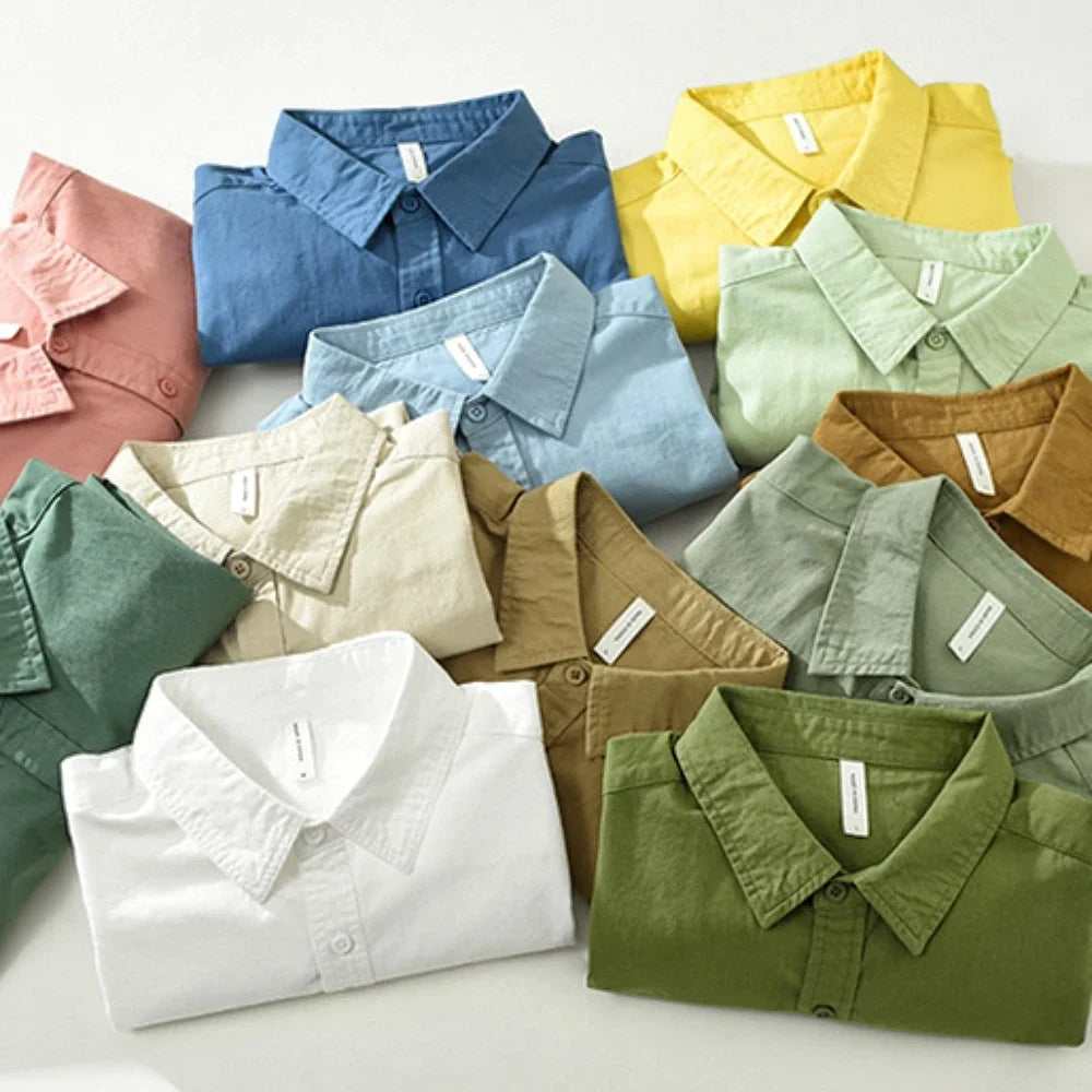 Men's Japanese Style Long Sleeve Shirt — Premium Cotton Casual Fit