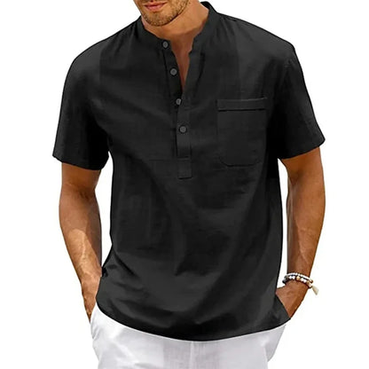 Men's Cotton Linen Shirt – Lightweight Breathable Hawaiian Shirt