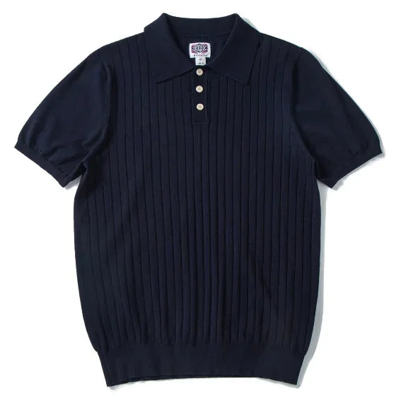 Men's Slim-Fit Knitted Polo Shirt — Breathable Smart Casual Button Lapel Summer Top