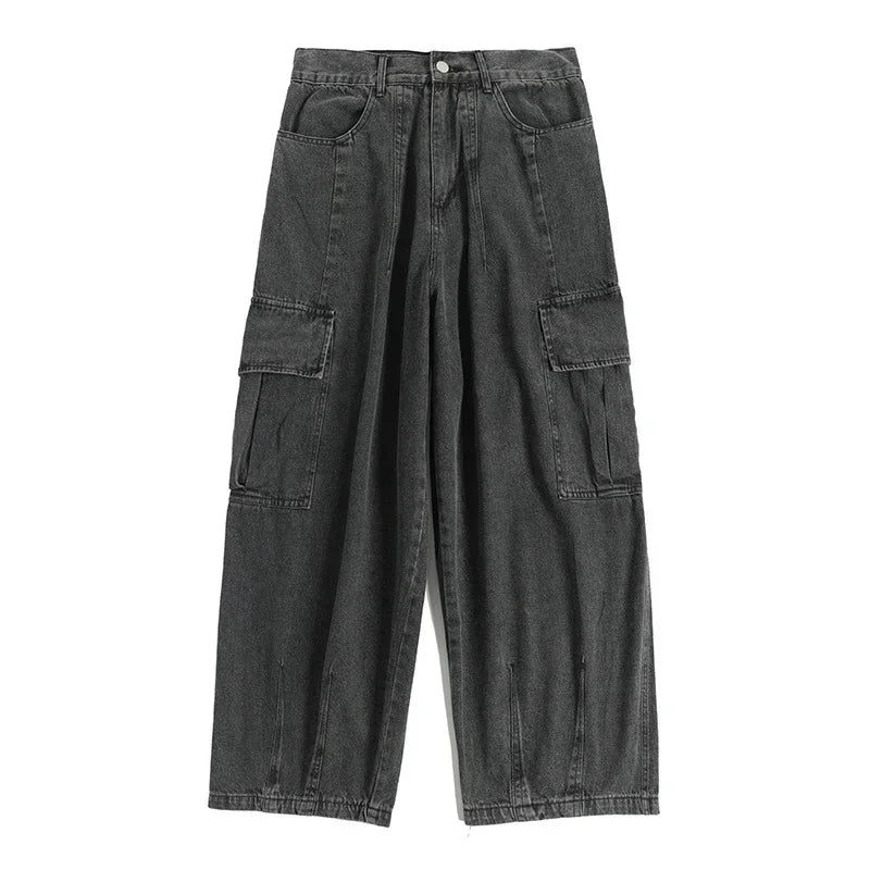 Men's Baggy Wide-Leg Denim Jeans | Streetwear Hip Hop Cargo Pants