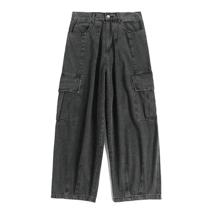 Men's Baggy Wide-Leg Denim Jeans | Streetwear Hip Hop Cargo Pants