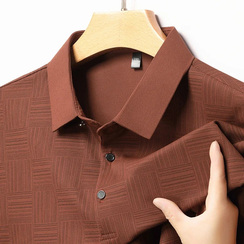 Men's Printed Business Casual Polo Shirt — Anti-Wrinkle Breathable Short Sleeve Summer Top