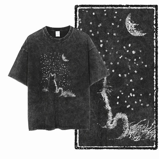 Men's Graphic Print Cotton T-Shirt — Acid Washed Vintage Streetwear Tee
