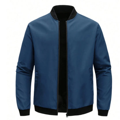 Men's Baseball Collar Jacket — Lightweight Zip-Up Casual Thin Coat