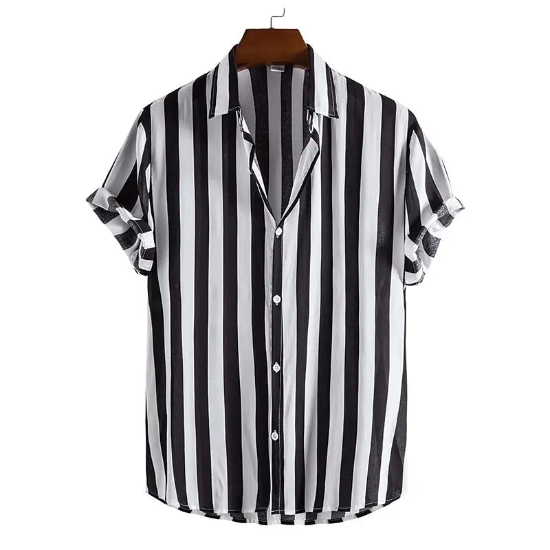 Men's Printed Short Sleeve Casual Shirt — Lapel Loose Fit All-Season Top | 8 Colors S–5XL