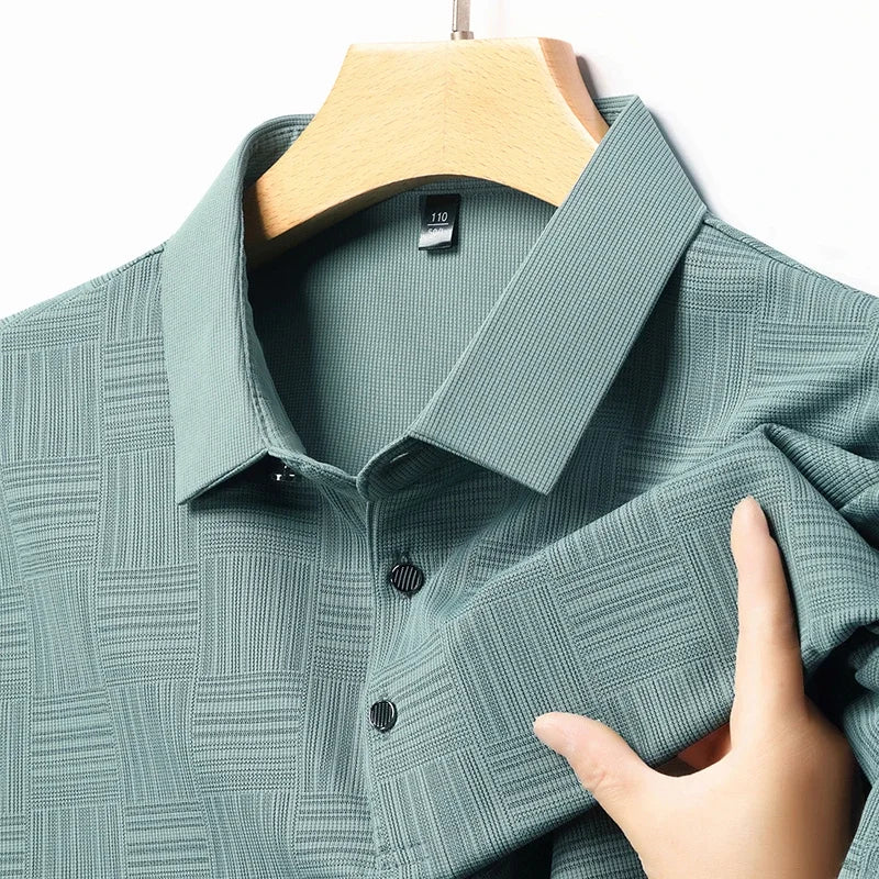 Men's Printed Business Casual Polo Shirt — Anti-Wrinkle Breathable Short Sleeve Summer Top