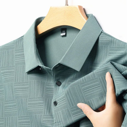 Men's Printed Business Casual Polo Shirt — Anti-Wrinkle Breathable Short Sleeve Summer Top