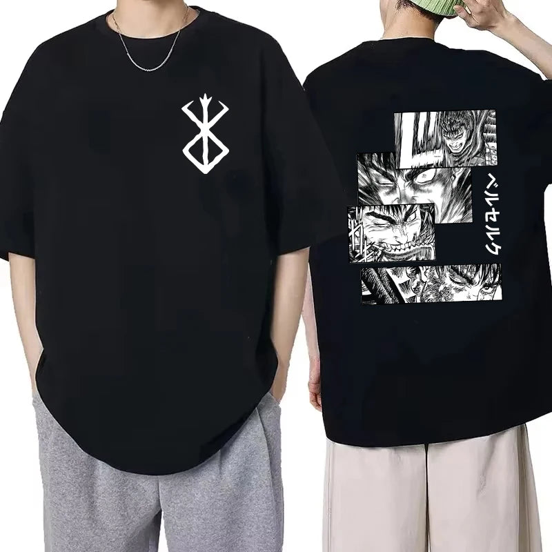 Men's Berserk Anime T-Shirt — Guts Graphic Tee 90s Dark Fantasy Manga Streetwear