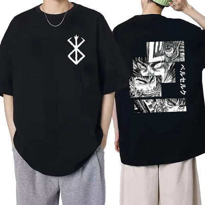 Men's Berserk Anime T-Shirt — Guts Graphic Tee 90s Dark Fantasy Manga Streetwear