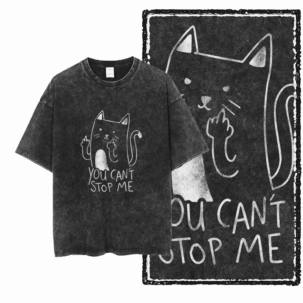 Men's Graphic Print Cotton T-Shirt — Acid Washed Vintage Streetwear Tee