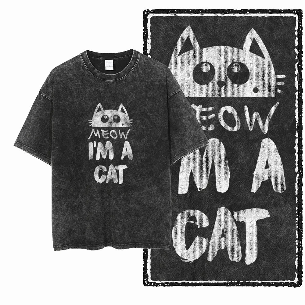 Men's Graphic Print Cotton T-Shirt — Acid Washed Vintage Streetwear Tee