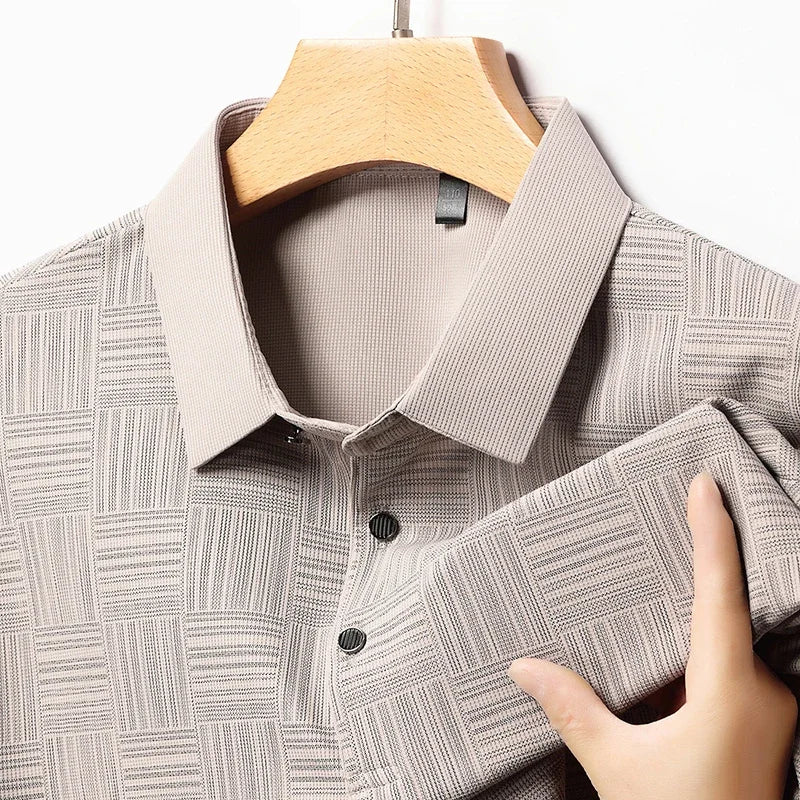 Men's Printed Business Casual Polo Shirt — Anti-Wrinkle Breathable Short Sleeve Summer Top