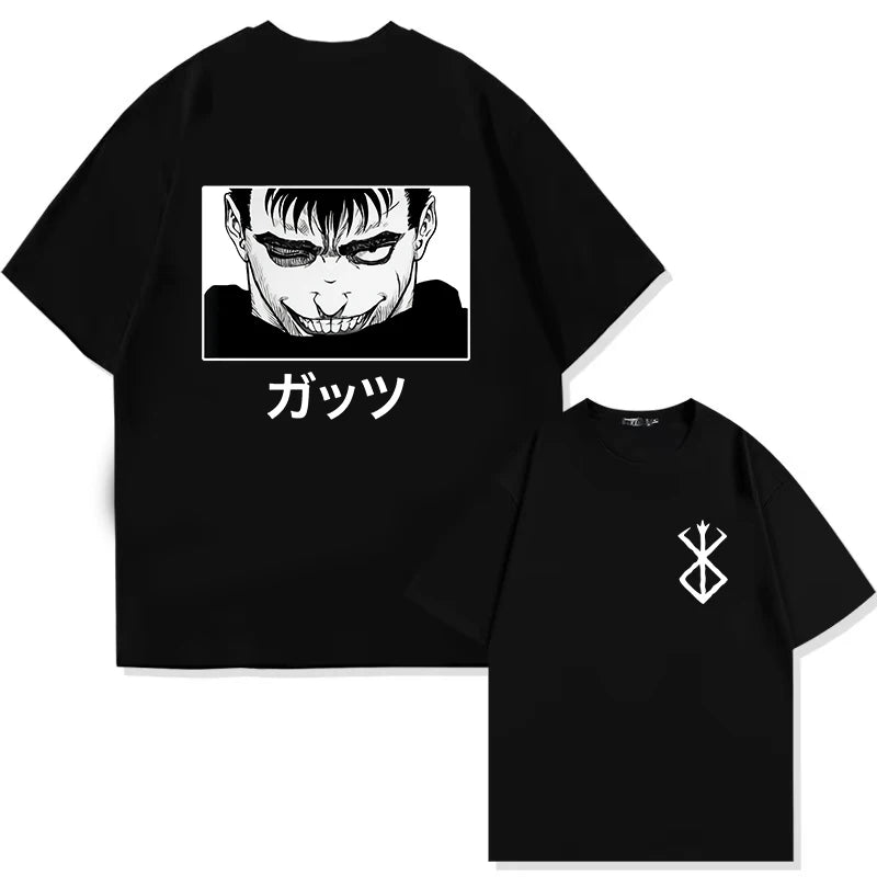 Men's Berserk Anime T-Shirt — Guts Graphic Tee 90s Dark Fantasy Manga Streetwear