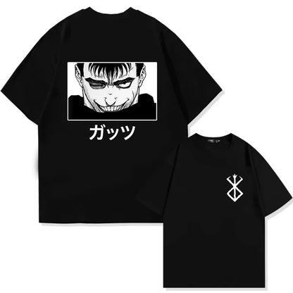 Men's Berserk Anime T-Shirt — Guts Graphic Tee 90s Dark Fantasy Manga Streetwear