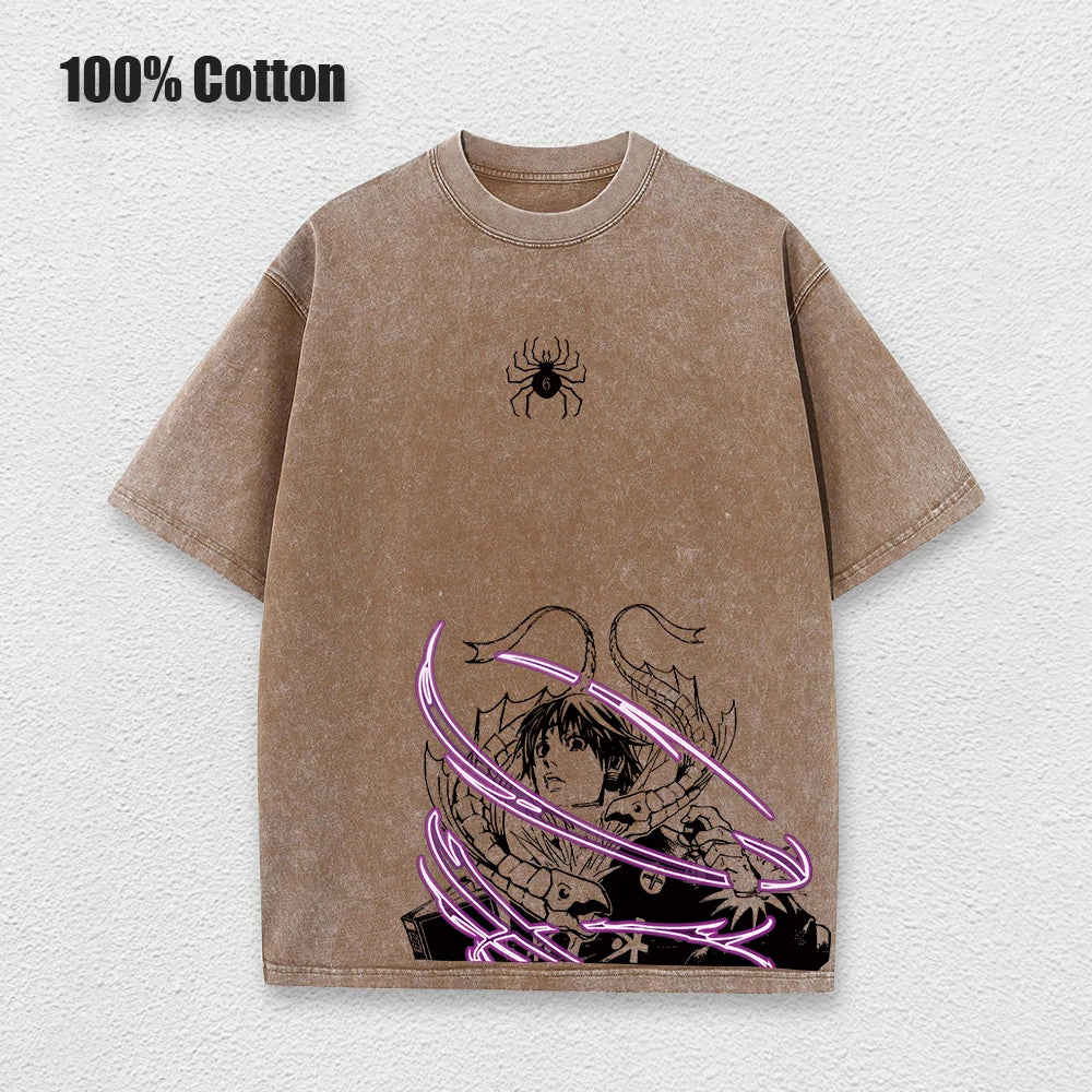 Men's Hunter x Hunter Graphic T-Shirt — Vintage Washed Cotton Streetwear Harajuku Top