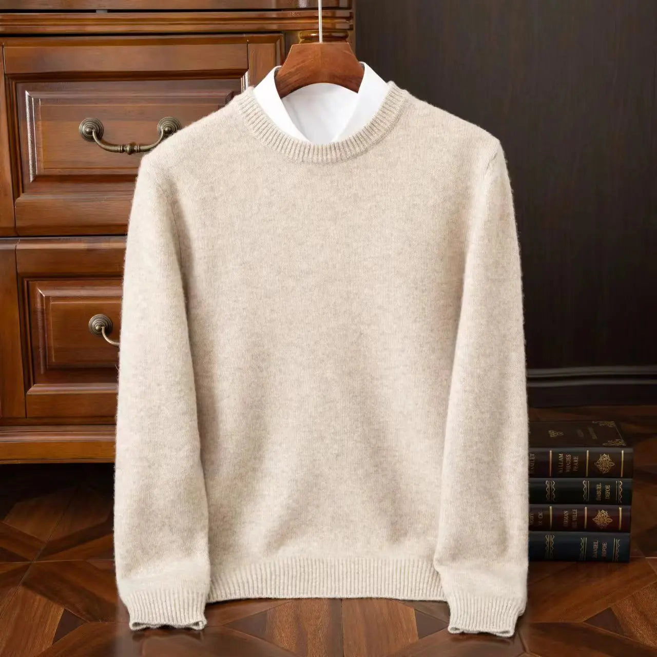 Men's Wool Knit O-Neck Pullover Sweater — Loose Oversized Korean Casual Top | Autumn Winter