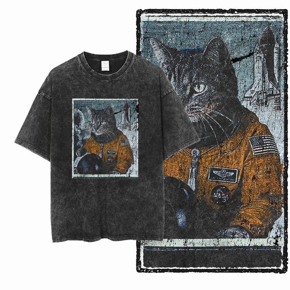 Men's Graphic Print Cotton T-Shirt — Acid Washed Vintage Streetwear Tee