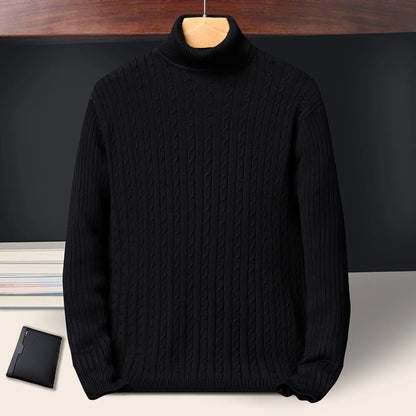Men's Turtleneck Striped Knit Pullover — Warm Streetwear Sweater | 6 Colors Asian S–XXXL