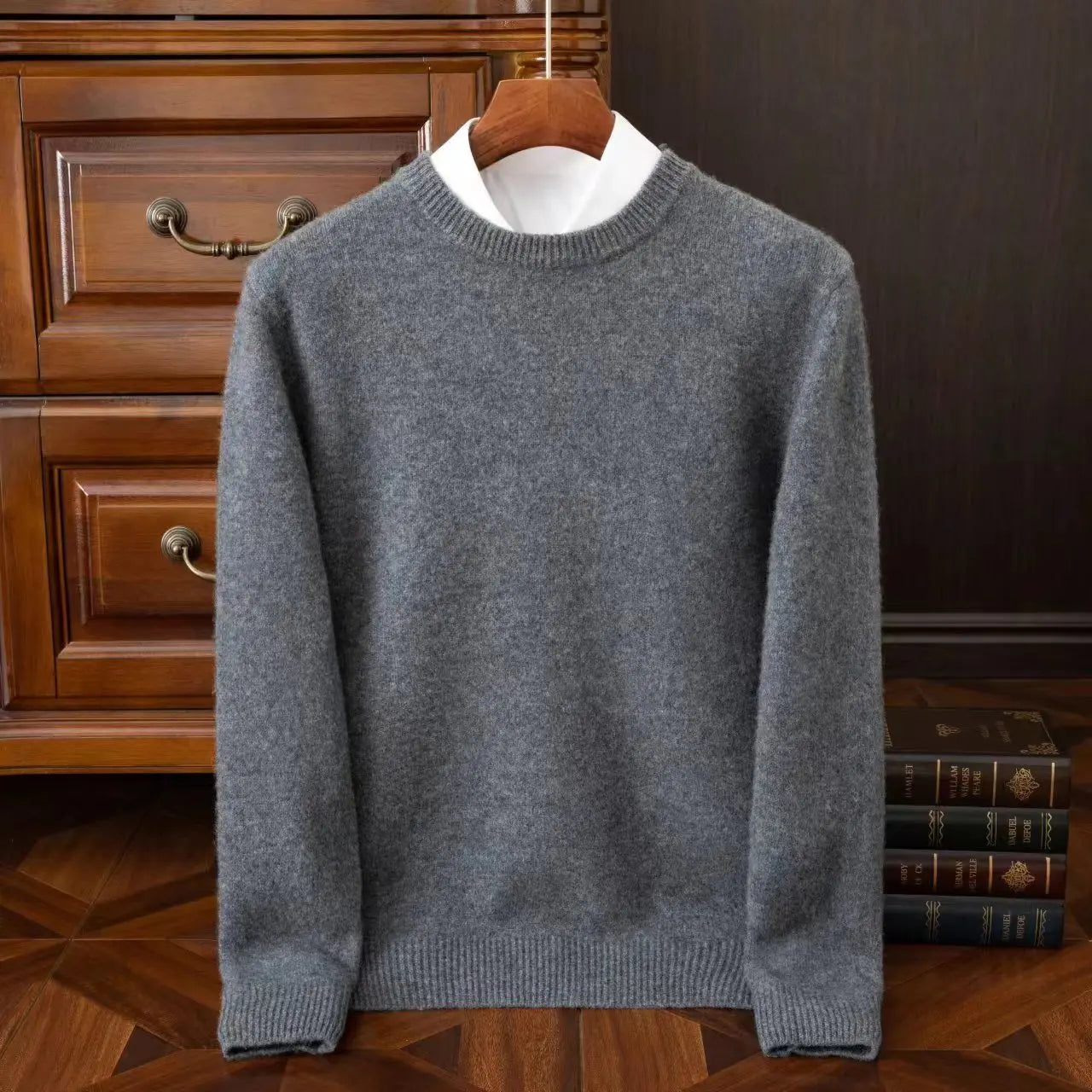 Men's Wool Knit O-Neck Pullover Sweater — Loose Oversized Korean Casual Top | Autumn Winter