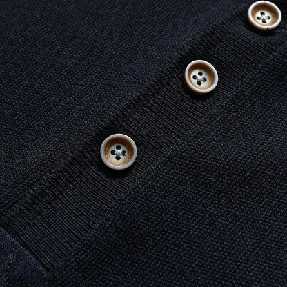 Men's Textured Knit Polo Shirt — Smart Casual Button Collar Short Sleeve Top