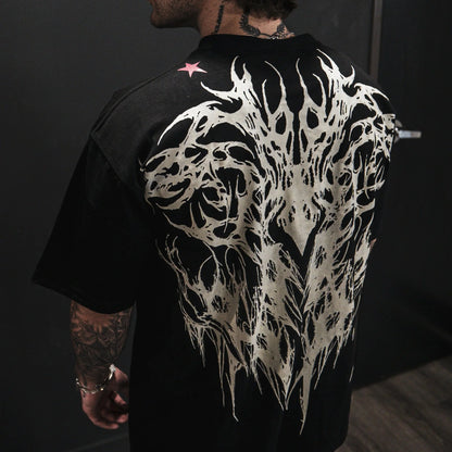 Men's Anime Graphic Oversized T-Shirt | Double-Sided Print 100% Cotton Streetwear Tee